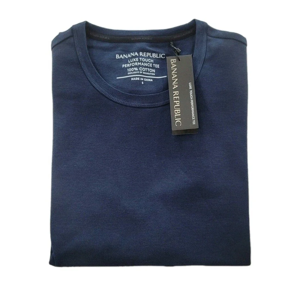 Banana Republic Men’s S Luxe Touch Performance Tee 100% Cotton Dark Blue Knit